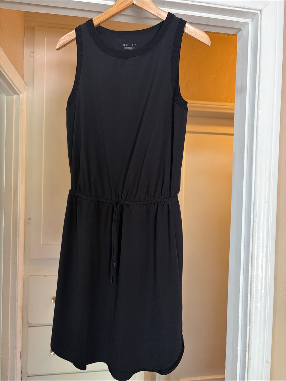 Athleta Black Sleeveless Drawstring Mini Dress xxs